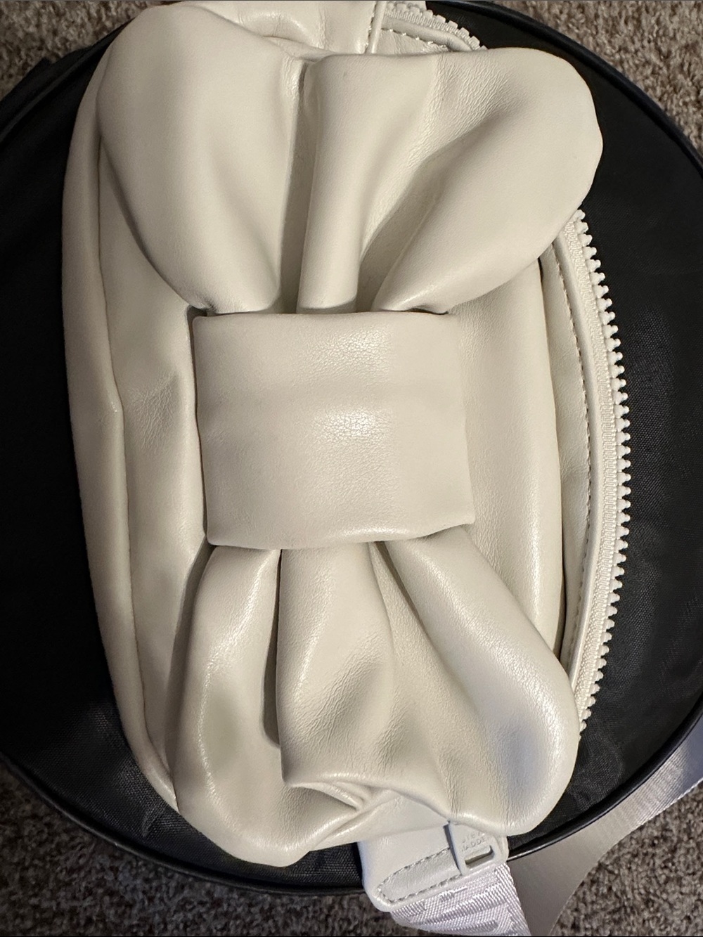 Steve Madden Women's Cream Bow-Accent Crossbody Bag Sling or Fanny Pack